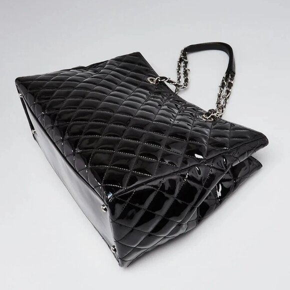 Chanel Black Quilted Patent Leather Front Pocket Large Tote Bag - Picture 3 of 11